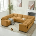 thumbnail image 4 of JUSTLET Oversized Modular Sectional Sofa, Large Corduroy Sectional Couches Sofa Set, Comfort 8 Seater U Shaped Sofa Cloud Couch for Living Room, Yellow, 4 of 10