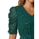 thumbnail image 5 of INSPIRE CHIC Vestido de Mujer Chifón con Estrellas Metálicas, Manga Fruncida, Cuello en V, Corte A, Color Verde, 5 of 6