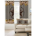 thumbnail image 2 of Fsddascl Farmhouse Vintage Blackout Curtains for Bedroom/Living Room, Thermal Insulated Kitchen Curtains, Western Country Star Brown Plaid Grommet Darkening Window Treatment Drapes 42"x63"x2, 2 of 8