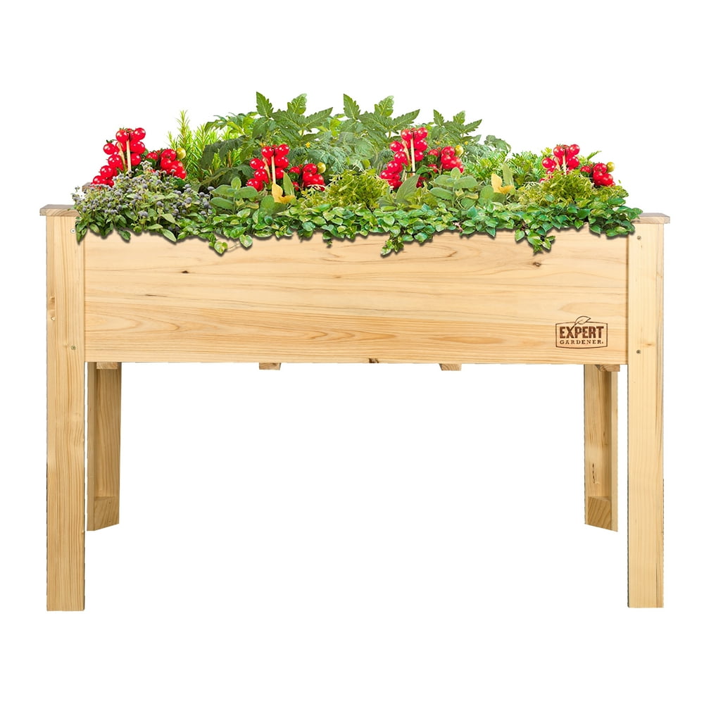 Expert Gardener Wood Raised Garden Bed, 4 ft L x 2 ft W x 32 in H