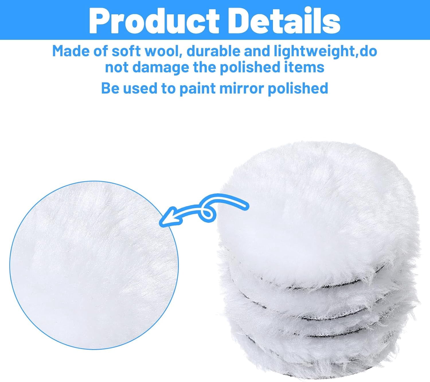 12 pieces of buffer pads, drilled polishing pads, 3-inch buffer pads, suitable for 10 drill adapter, car drilling buffers, polishers, waxers, (white black)