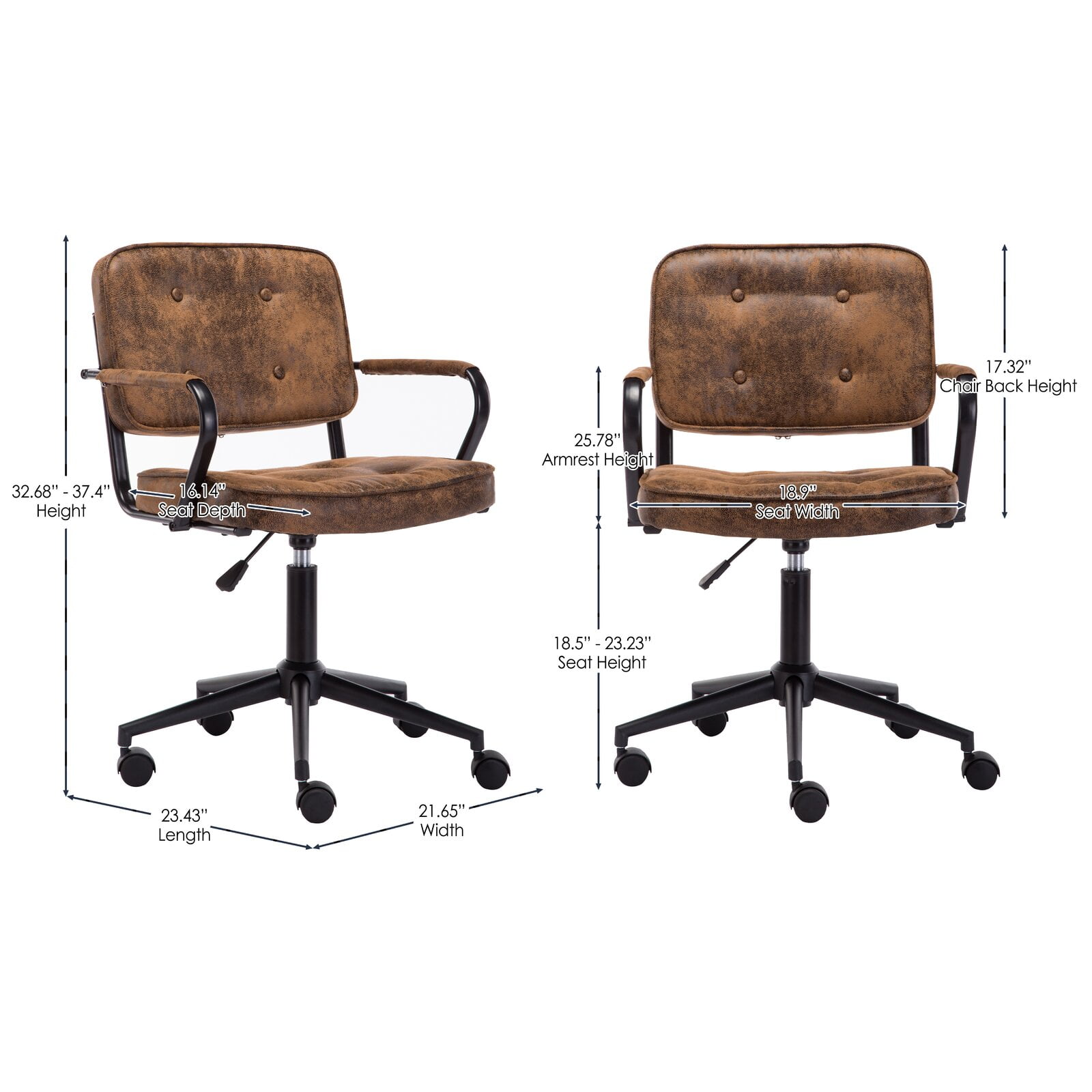 Gianluca Suede Task Chair 18.9 W x 16.14 D Swivel Yes