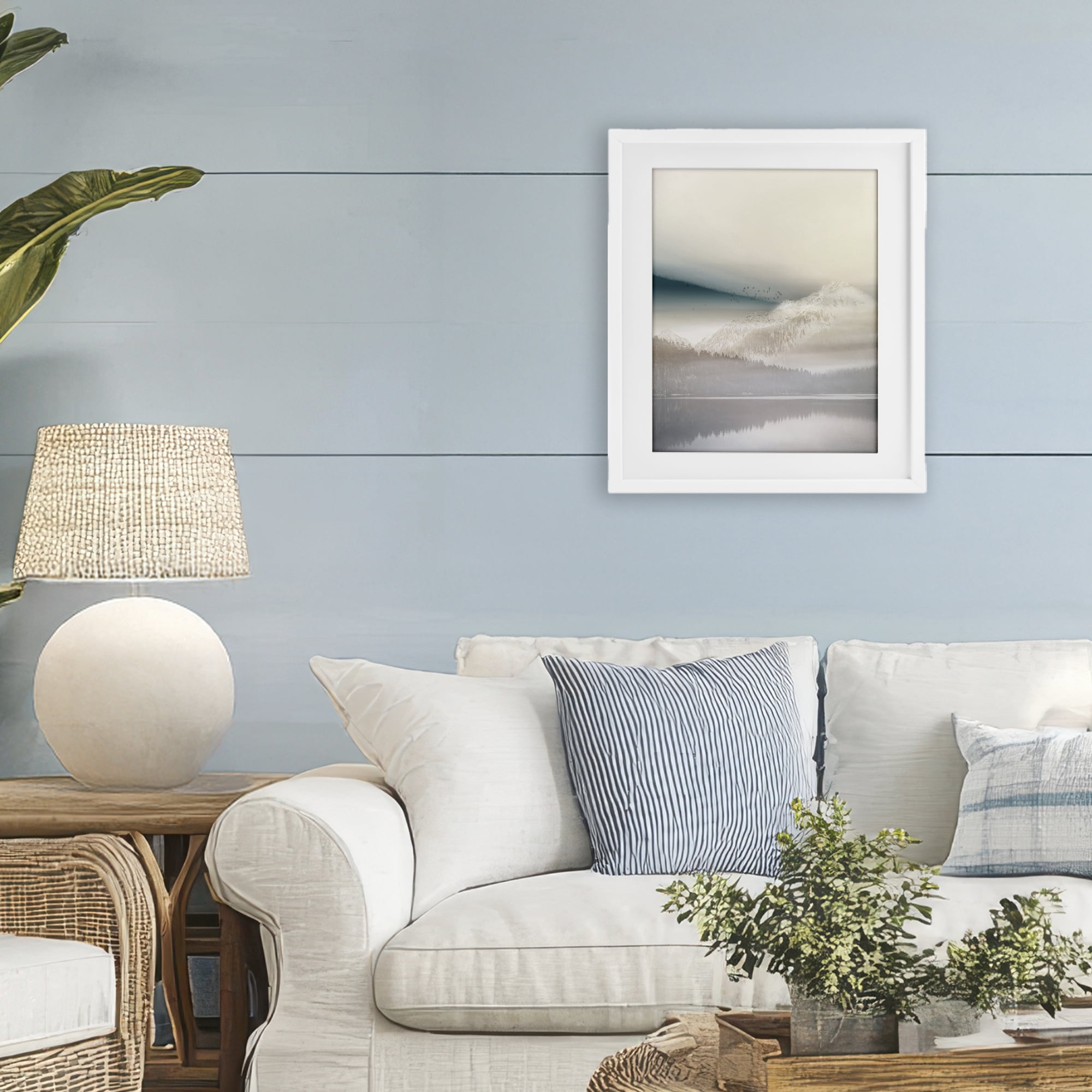 Stupell Industries Mountainous Vanilla Landscape White Framed Print Under Glass, design by Gemma Bardot
