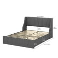 thumbnail image 5 of Uforic Queen Bed, Storage Drawers & Padded Headrest, USB & Type-C Outlets, Box Spring Unnecessary, Suitable for Adults, Gray, 5 of 6