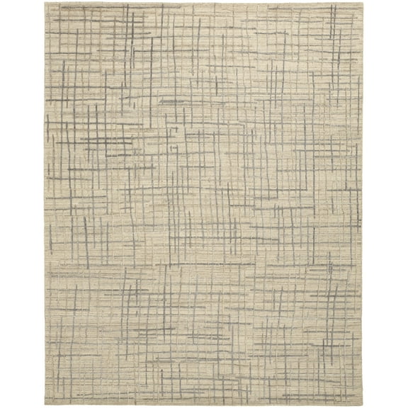 Feizy Kirkwood Transitional Abstract, Tan/Silver, 2' x 3' Accent Rug Handmade Sheen Industrial Solid Design Carpet for Living Dining Bed Room