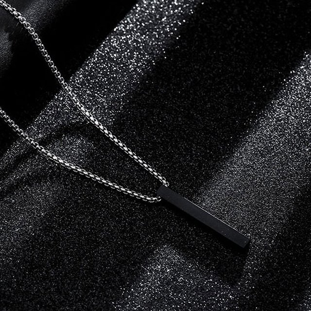 Black Bar Pendant Necklace, Stylish Cool Sweater Accessory Exquisite Rectangle Bar Pendant Necklace For Men For Party ANGGREK AH3154
