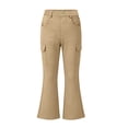 thumbnail image 4 of Girls Flare Cargo Pants High Waist Casual Stretch Pull On Kids Wide Leg Pants Black 6, 4 of 7