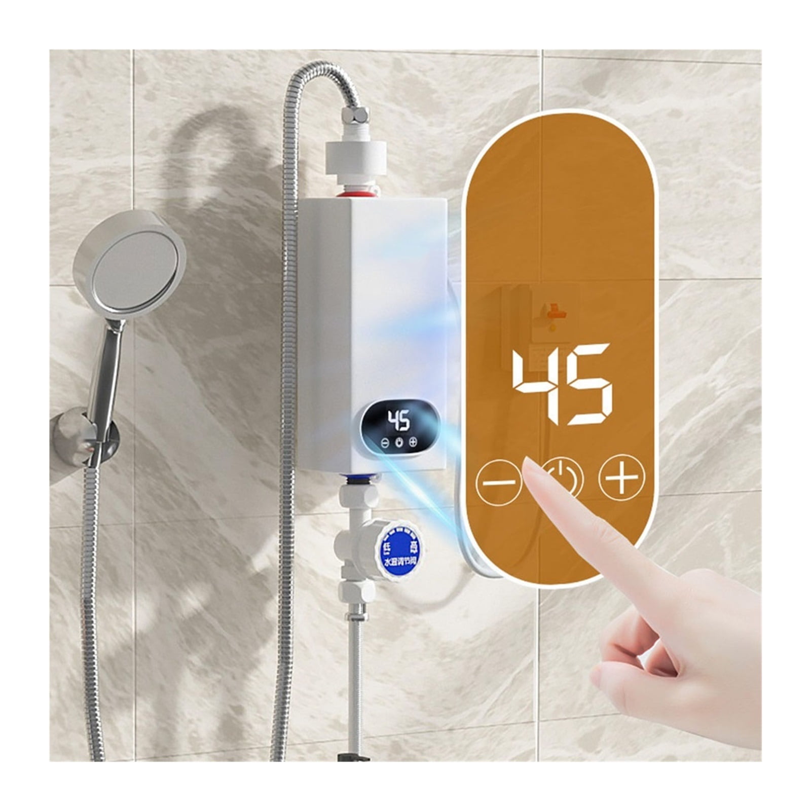 5500W Tankless Water Heater Electric Electric Water Heater Digital Display Instant Hot Water Heater LCD Touch Screen ,Compact Design