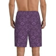 thumbnail image 3 of Fotbe Retro Florals Purple Pajama Shorts for Men, Men's Pajama Bottoms, Sleepwear,Short Pajama Pants-, 3 of 9