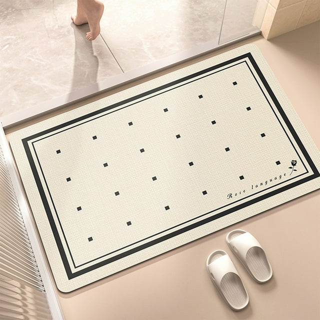 Microfiber Diatomite Floor Mat Quick-Dry Bathroom Rug with Non-Slip Base, Machine Washable, 40x60cm Decor