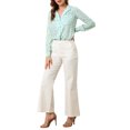 thumbnail image 3 of MODA NOVA Junior's Heart Polka Dots Button Notched Lapel V Neck Shirt  Light Green M, 3 of 6