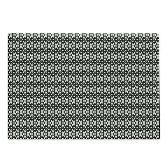 Abstract Cutting Board, Geometrical Retro Illustration of Irregular Connected Squares, Decorative Tempered Glass Cutting and Serving Board, in 3 Sizes, by Ambesonne