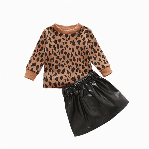 Futezty Toddler Boys Girls Clothes Fall Winter Outfit Sets, Baby Boy Girl Long Sleeved Round Neck Leopard Elastic Waist 1T 2T 3T 4T 5T 6T 2Pcs Set Everyday
