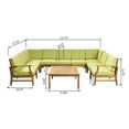 thumbnail image 3 of Danielle Outdoor 10 Piece Acacia Wood Sectional Sofa Set with Cushions, Teak, Green, 3 of 8