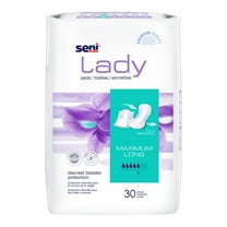 Seni Lady Maximum Female Incontinent Pad Long Length 11" L S-5P30-PS1, 45, 30 Ct