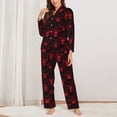 thumbnail image 2 of Fotbe Red Skulls 2 Pattern Long Sleeve Pajama Set for Women,Sleepwear Set,2-piece Loungewear Set,Soft PJs Comfy Nightwear with Pockets -X-Large, 2 of 7