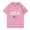 thumbnail image 3 of Oplxuo USA Shirt Women Oversize American Flag Shirts Patriotic T-Shirt America 250th Birthday Short Sleeve Tops, 3 of 4