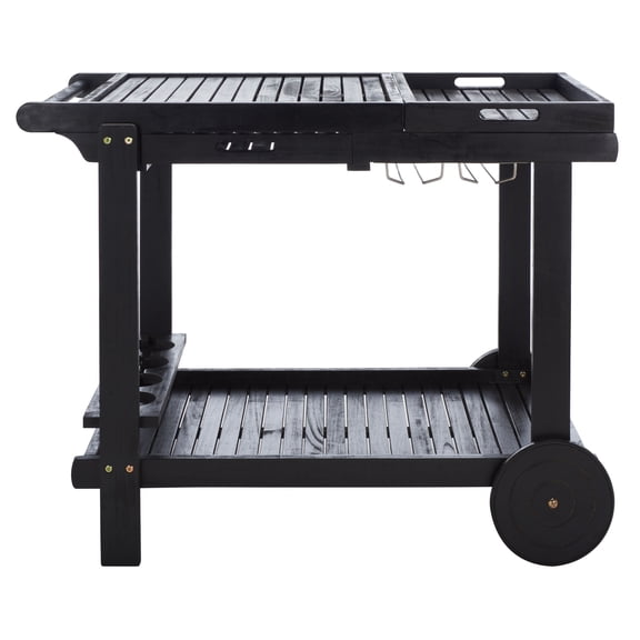 SAFAVIEH Orland Outdoor Patio Adjustable Tea Trolley, Black