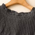thumbnail image 5 of Lenpel Line Tops for Women Trendy Short Sleeve Ruffle Crew Neck Pleated Solid Color T-Shirts Fashion Casual Blouses, 5 of 5