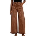 thumbnail image 5 of Dvprdro Womens High Waist Patchwork Flare Jeans Ruffle Hem Denim Pants with Button Detail Casual Streetwear, 5 of 7