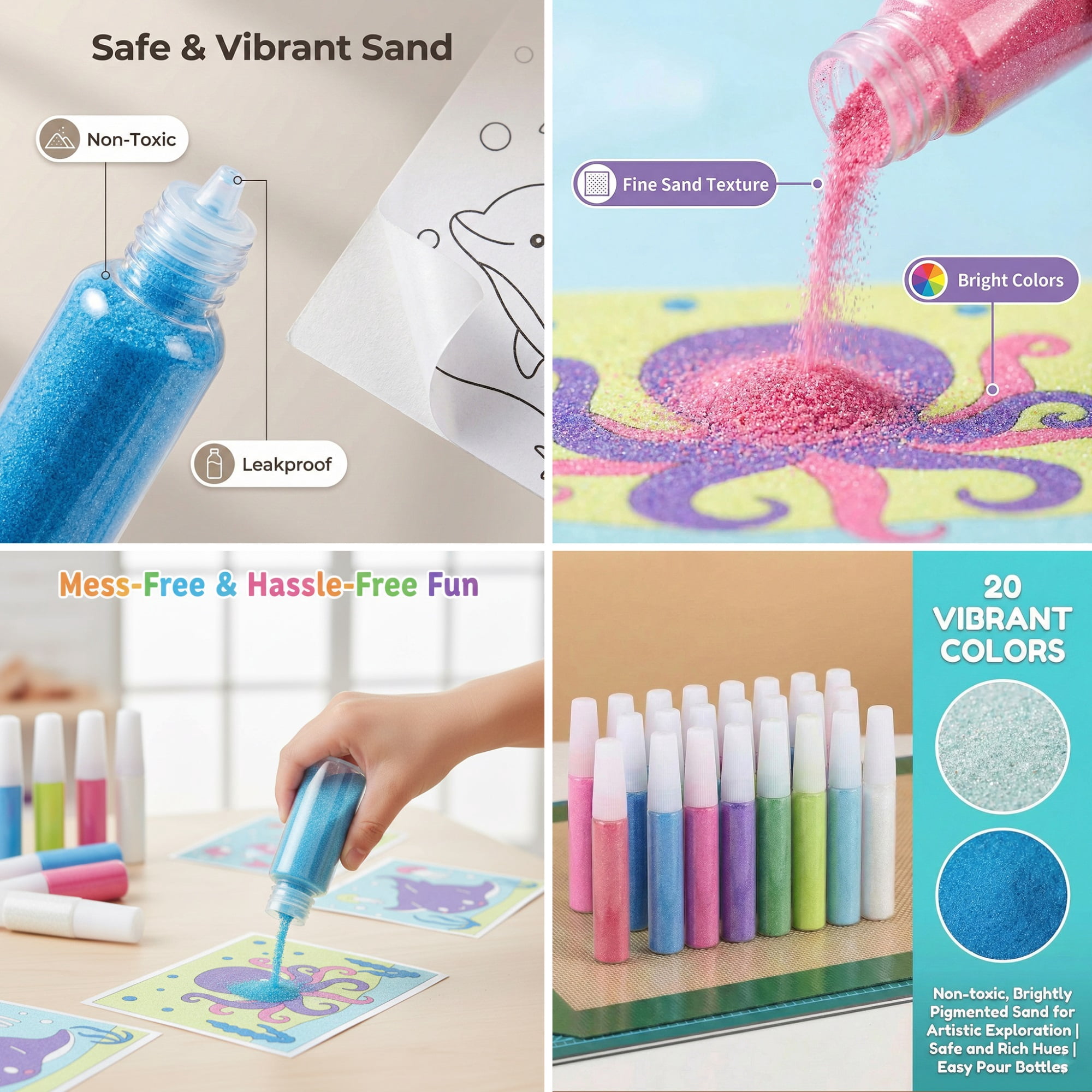 30 Packs Ocean Animal Sand Art Kits for Kids - 6 Designs Sea Creature Craft Activities for Boys Girls Ages 3+, Bulk Arts and Crafts Set with 20 Colors Sand, DIY Educational and learning Activities