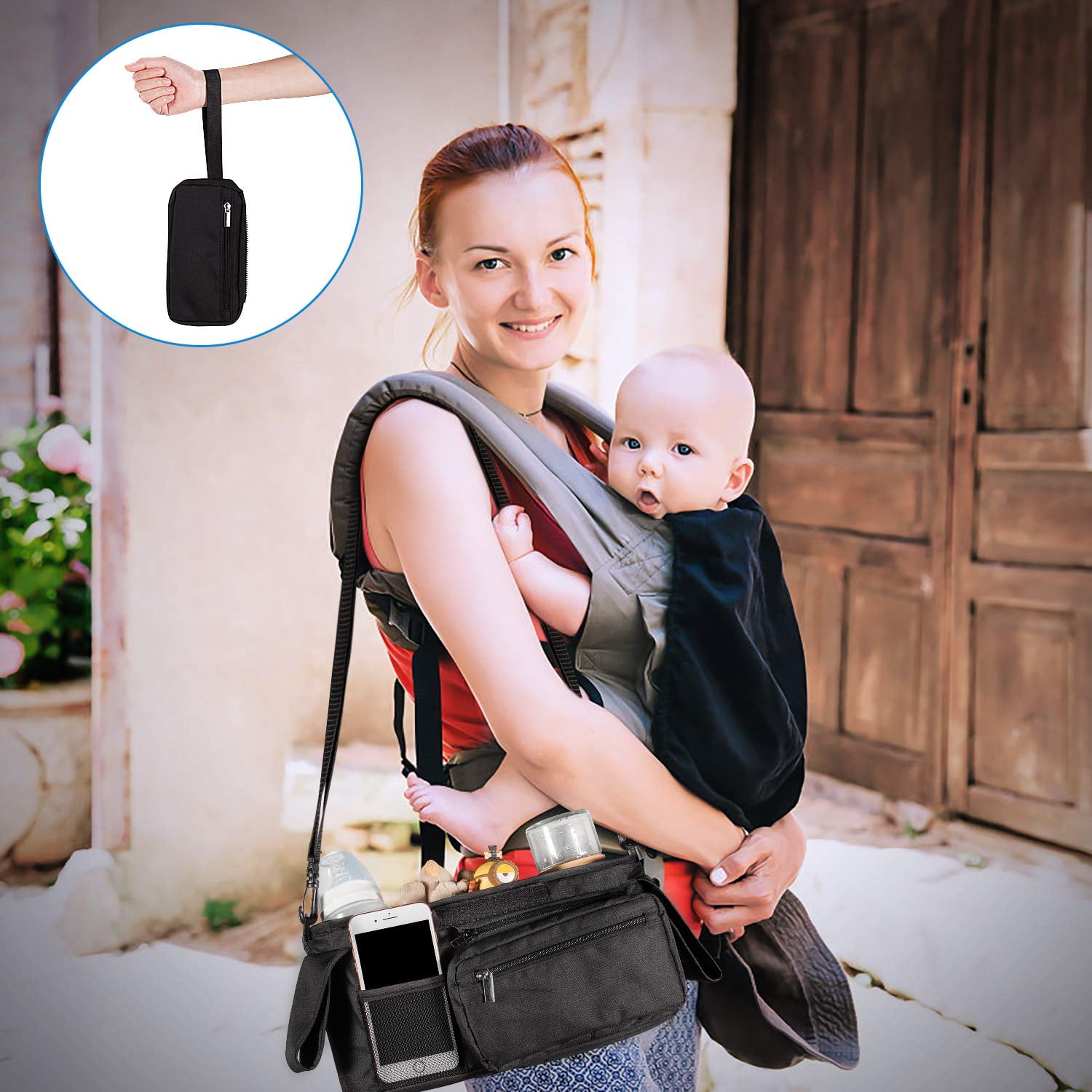 Universal Stroller Organizer with 2 Insulated Cup Holders, Stroller Accessories, for Carrying Diaper, iPhone, Toys & Snacks, Fits Britax, Uppababy, Baby Jogger, and BOB Stroller