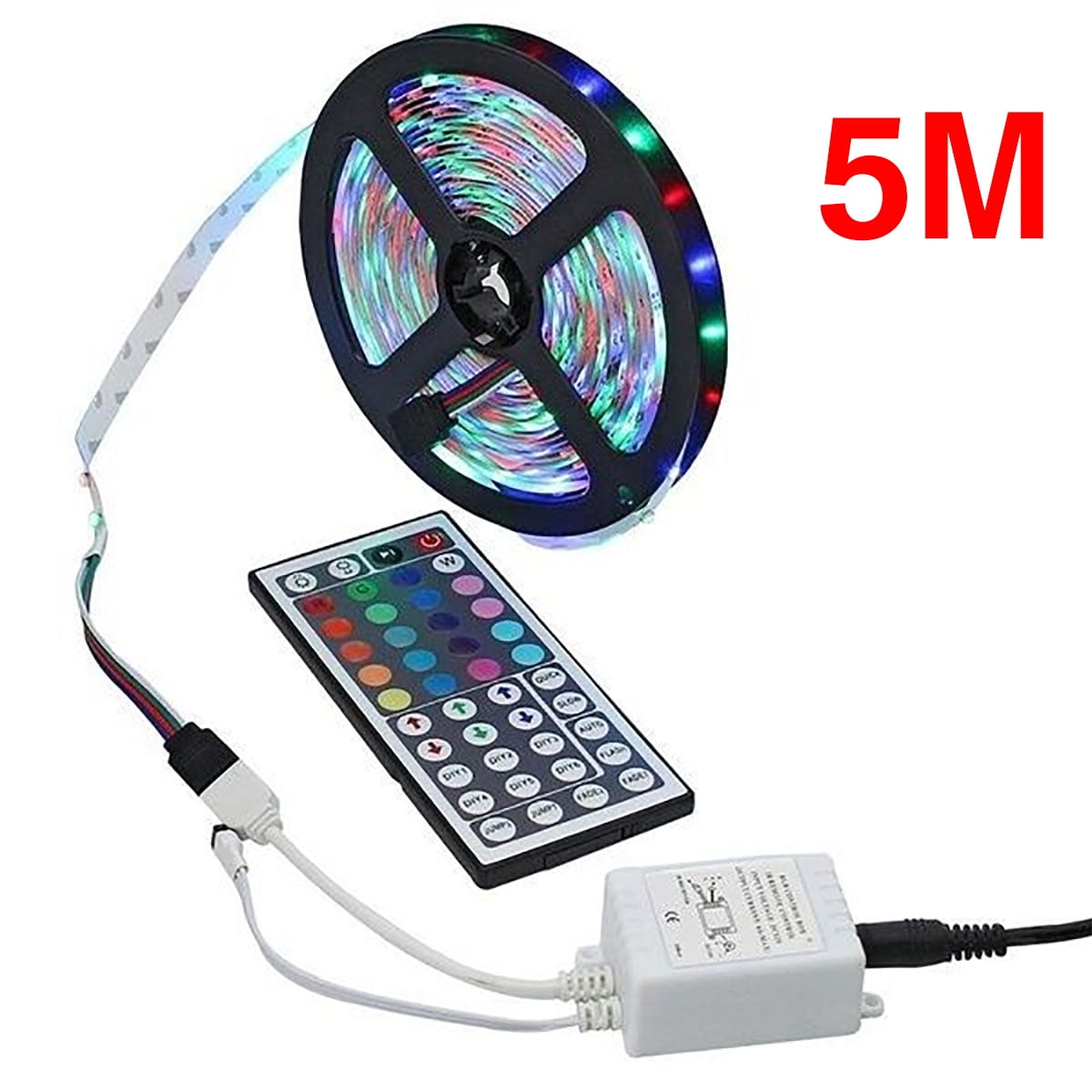 5M/10M/15M RGB Led strip Light 3528 SMD 300leds Remote Controller 12V Adapter 2A