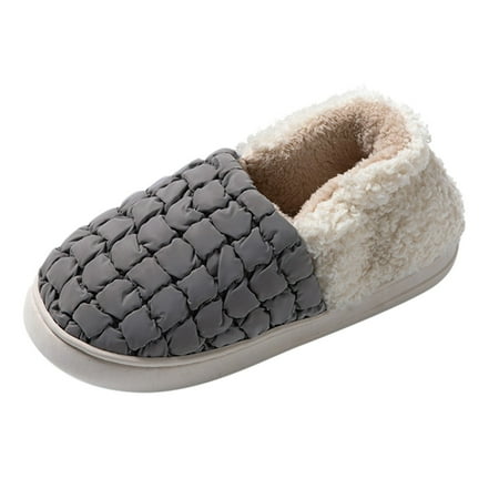 

SEMIMAY Couple Men s Puff Cotton Slippers Bao Heel Autumn And Winter Lightweight Indoor Home Thick Bottom Warm Cotton Shoes For Outer Wear Grey