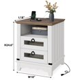 thumbnail image 2 of 18" Farmhouse Nightstand with Charging Station,Wood Bedside Table with 2 Drawers for Bedroom,Living Room,White, 2 of 7