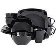 thumbnail image 2 of Gibson Soho Lounge Square Reactive Glaze Stoneware Dinnerware Set, Service for 4 (16pc), Black, 2 of 10