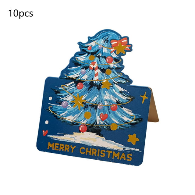 Gift Cards Christmas Tree Stamping Greeting Card Message Gift Flower Bakery Small Christmas Tree