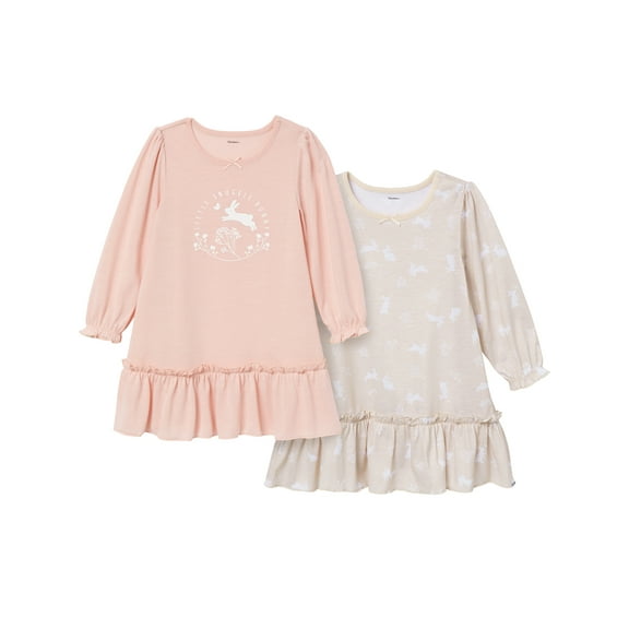 Gerber Toddler Girl Long Sleeve Nightgowns, 2-Pack, Sizes 2T-5T