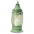 thumbnail image 1 of Grand Tour Temple Lantern Hurricane, Distressed Bronze Metal, Green Vintage Patina, For LED or Wax Candles, 16 1/2 Inches (42 cm) Tall, From the Global Chic Collection, 1 of 3
