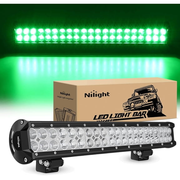 Nilight LED Light Bar 20 Inch 126W Spot Flood Combo Green Beam Off Road Lamp Fishing Hunting Emergency Deck Work Lighting for Trucks UTV Pick-up Van Boat Tractor