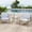 3PCS Fixed Chair-Brown, variant on HAPPATIO 3-Pc Aluminum Patio Sofa Set, Outdoor Conversation set, Include Patio Swivel Sofa x2, Side Table, Rope Design Backrest, for Yard, Deck