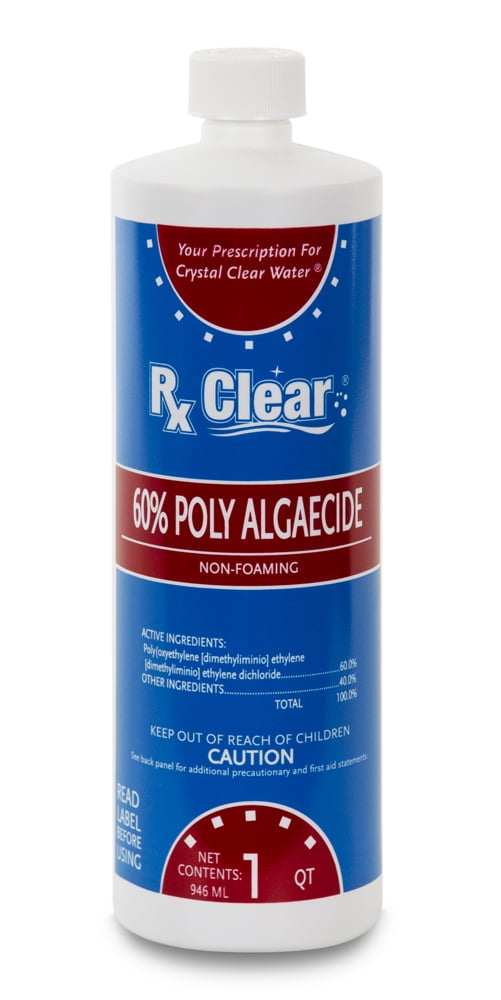 Rx Clear Algaecide 60 Plus for Swimming Pools 1 Qt Bottle