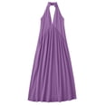 thumbnail image 7 of Afuyipoi Womens Cotton Linen Halter Neck Backless Maxi Dress With Pockets, Loose Flowy Pleated Long Dress, Soft Breathable Casual Summer Beach Vacation Dress For Women Purple Size L, 7 of 7