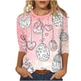 thumbnail image 2 of Pxxlle Easter Shirts for Women Cute Easter Bunny Eggs Graphic Tees Loose Fitted 3/4 Sleeve Round Neck Holiday Tunic Tops S, 2 of 7