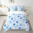 thumbnail image 2 of Feelyou Blue Love Heart Bedding Comforter Set 7pcs for Child, Kawaii Cartoon Print King Bedding Sets, Dreamy Princess Style Reversible Bed Sheets, Microfiber Bedroom Decor, 2 of 7
