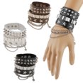 thumbnail image 3 of Pulsera de moda para hombre Fernando Cadena de mano Punk Retro Doble Blanco, 3 of 8