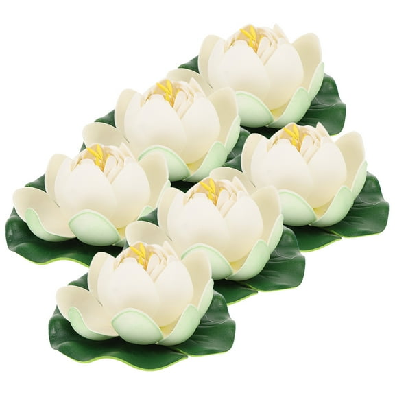 GOOHOCHY 6 Pcs Decoration Lilies Feature Floating Pond Faux Plant