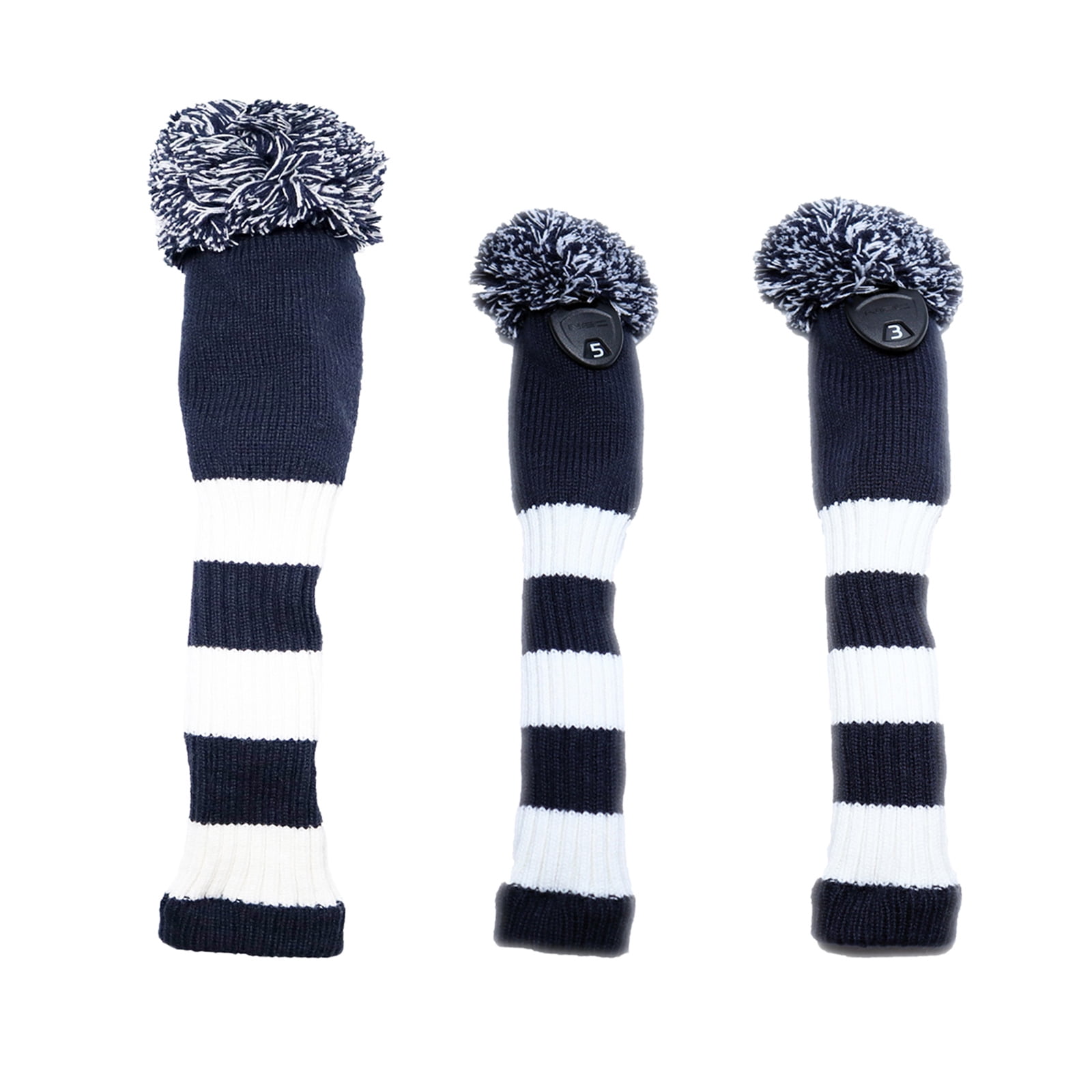 3pcs Golf Head Cover Knit Headcover Guard Fairway Wood