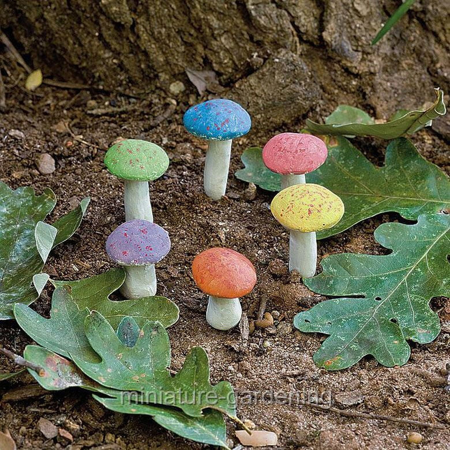 Miniature Fairy Garden Mushrooms, Set of 3, Blue