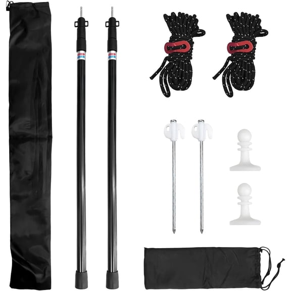 Tarp Poles for Camping, 7.5FT 2 count Telescoping Black