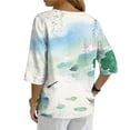thumbnail image 4 of Women's Tops, Tees & Blouses,Shirts for Women Trendy Button Down 3/4 Sleeve Blouse Lightweight Loose Casual Summer Tops, 4 of 7
