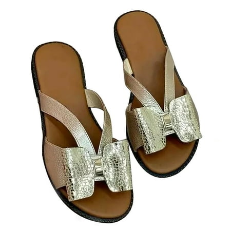 

Fashionable Bow Slippers for Women Comfortable Open Toe Slide with Cute Bow Sandals Beach Flat For Outdoor New