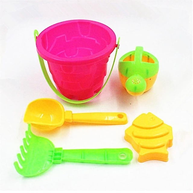 Juego de juguetes de playa SLPF Castle con forma de balde, pala, rastrillo y agua