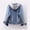 Blue, variant on Women Winter Hooded Denim Drawstring Button Front Jacket Outerwear Cozy Lined Pockets