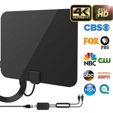 Vhf Uhf Splitter (2018 Newest Best 80 Miles Long Range TV Antenna Freeview Local Channels Indoor Basic HDTV Digital Antenna for 4K VHF UHF with Detachable Ampliflier Signal Booster Strongest Reception 13ft Coax)