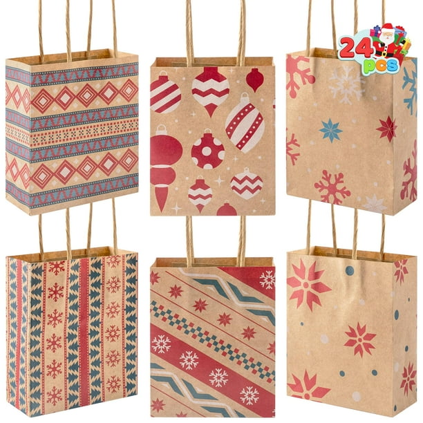 Bolsas de Regalo JOYIN Navidad de Papel Kraft 24 piezas 13x11x5 cm
